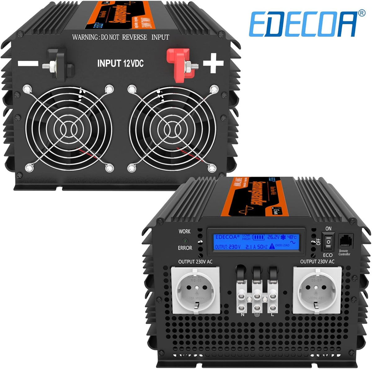 <font dir="auto" style="vertical-align: inherit;"><font dir="auto" style="vertical-align: inherit;">        EDECOA Pure Sine Wave Inverter 3500W 12V 230V 7000W Car Power Inverter 12V 230V LCD Voltage Converter Inverter Pure Sine Wave with Remote Control L