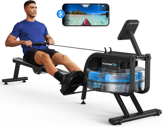 Roeitrainer – Roeimachine – Waterroeimachine – Fitnessapparaat – Indoor Rowing – Waterweerstand – Max Belastbaarheid 160 kg – Bluetooth & Tablethouder - QUORE
