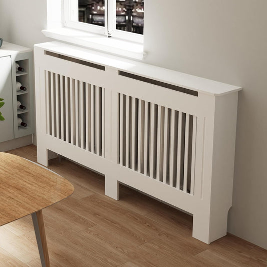 High Radiator Cover Wooden Cabinet: Internal Height 100cm Extra Large White Vertical Slats Stove Covers Modern Tall Radiator Shelf Thicken MDF Wooden Hallway Decorative Wall Cabinets for Living Room - QUORE