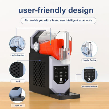 Slushy-machine voor thuis, 2 liter grote capaciteit bevroren drankmaker, geen ijsblokjes nodig, met 5 instellingen & auto-cleaning slushie machine voor ijs, smoothies, milkshakes