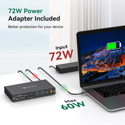 Thunderbolt Docking Station voor MacBook Air/Pro M4 Quad 4K @60Hz monitoren 15-in-1 USB C DisplayLink dockingstation voor Mac laptops met PD 100W, USB 3.2 10 Gbps
