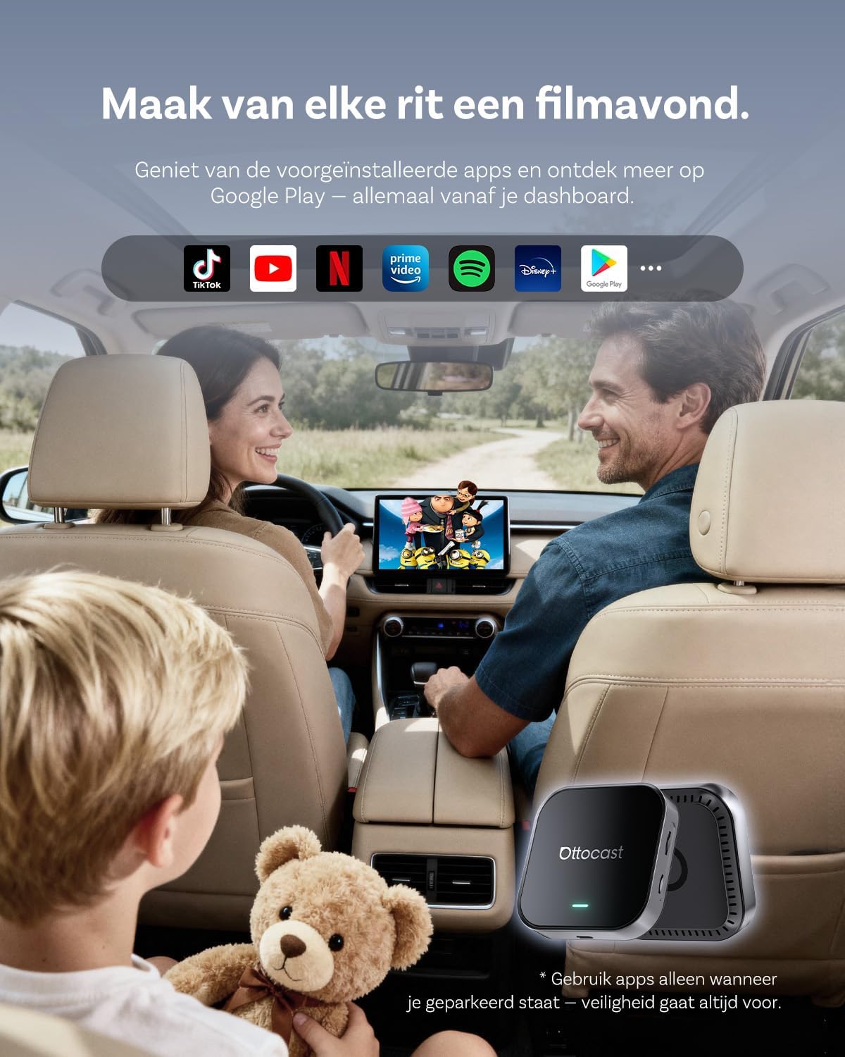 Draadloze CarPlay Adapter – Android Auto Interface – Auto Multimedia Systeem – Smart Car Hub – Android 13 Besturingssysteem – 4GB RAM & 64GB Opslag – Netflix en YouTube Streaming – WiFi & 4G SIM Connectivity