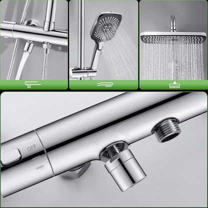 Thermostatische Douchekolom – Doucheset – Douchepaneel – Douchekraan – Regendouche – Messing Frame – 300x190 mm Regendouchekop – Veiligheidsmengkraan 38°C
