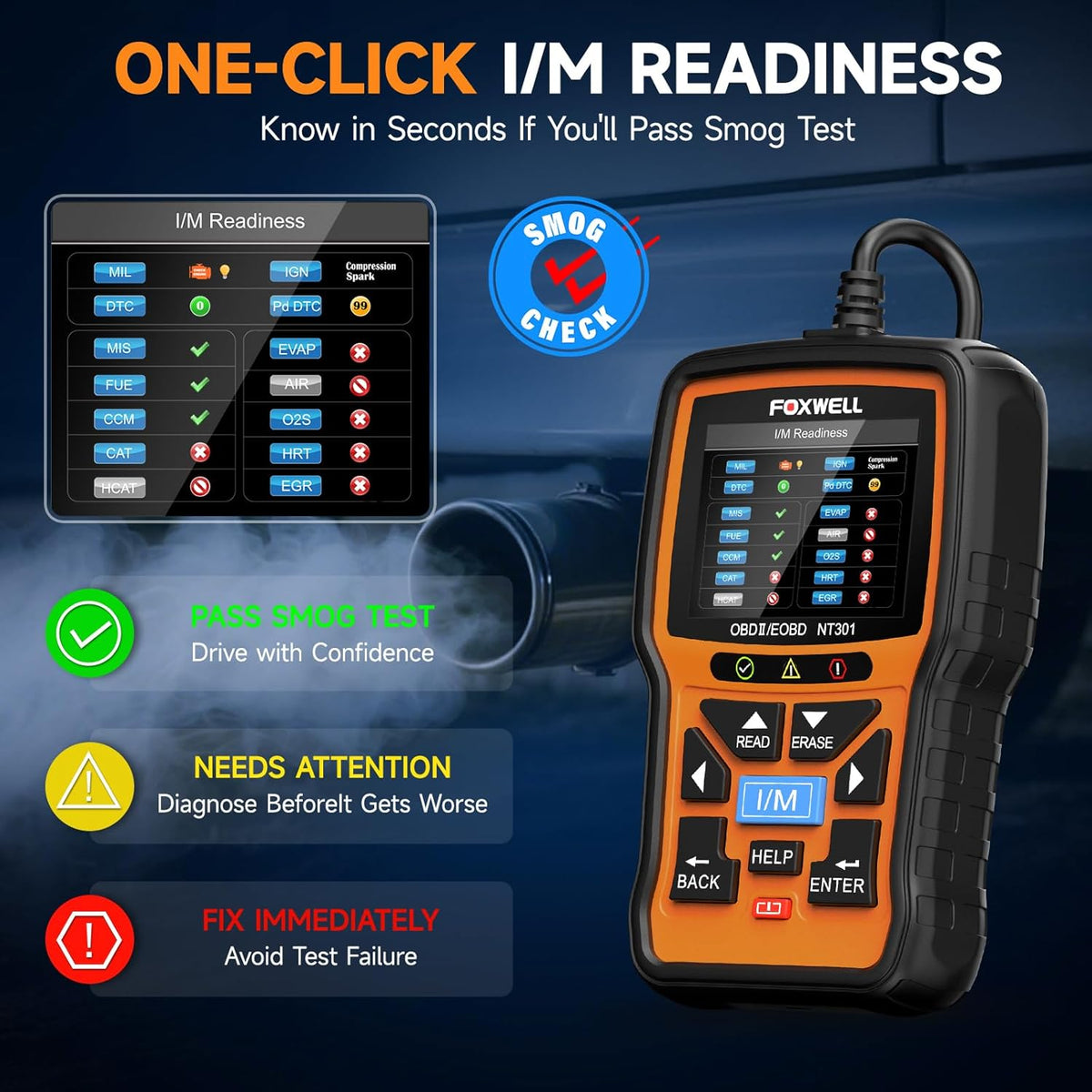 OBD2 Autodiagnose – Foutcode Scanner – Motor Diagnose Tool – Check Engine Reset – 2,8 Inch Kleurenscherm – Ondersteunt O2 Sensor en EVAP Test
