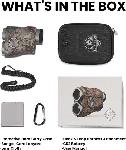 MILESEEY Optics HD 1000 yards laser afstandsmeter voor de jacht met hoekcompensatie voor boogschieten Afstandsmeter voor de jacht Hoge precisie (horizontaal, verticaal, P2P, regen, snelheidsmeting)