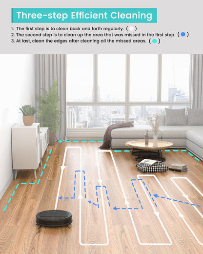 Robotstofzuiger, Lefant 3-in-1 Stofzuiger, Vegen en Dweilfunctie, 3200 Pa Sterke Zuigkracht, Stille Werking, Zelfopladende Stofzuiger Robot (M213S)
