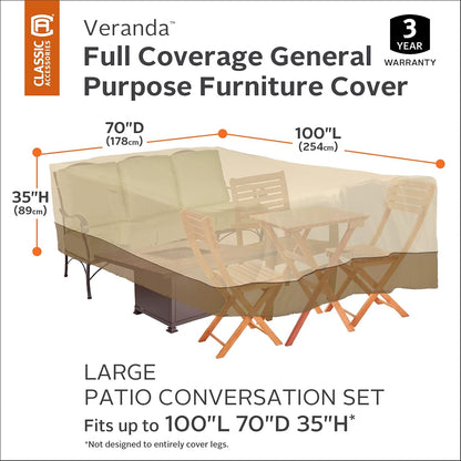 Classic Accessories Veranda 100" x 70" Sectional Sofa/Algemeen Purpose Volledige Bedekking Patio Meubelhoes