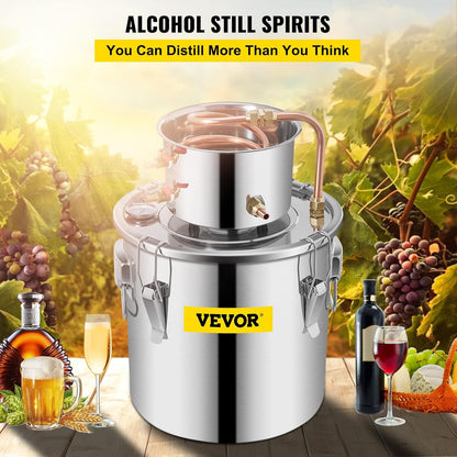 VEVOR Alcohol Still 3Gal/12L Alcohol Distiller Stainless Steel Distillery Kit for Alcohol With Copper Tube Home Brewing Kit Built-in Thermometer for DIY Whisky Wine Brandy - QUORE