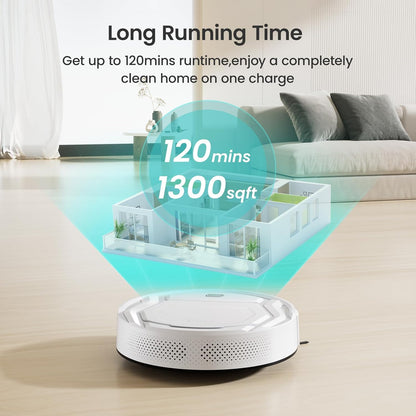 Robotstofzuiger – Robotstofzuiger met afstandsbediening – WiFi Stofzuiger – Slimme Stofzuiger – Automatische Stofzuiger – Krachtige Zuigkracht 2200 Pa – Compact 7,85 cm Hoog – Wit