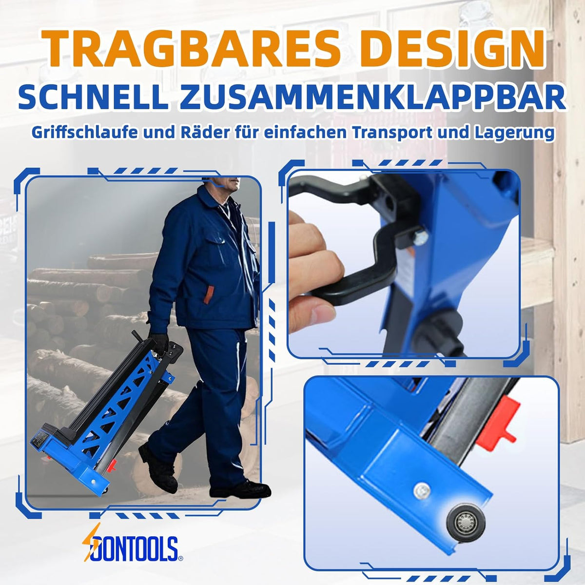 SoonTools Draagbaar werk- en klemsysteem, mobiele inklapbare werkbank met voetbediend mechanisme, 150 kg draagvermogen Horse Work Bench, materiaal ondersteuningsstation