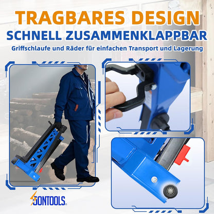 SoonTools Draagbaar werk- en klemsysteem, mobiele inklapbare werkbank met voetbediend mechanisme, 150 kg draagvermogen Horse Work Bench, materiaal ondersteuningsstation