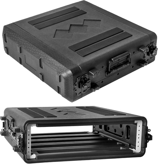 2U rack case sound stand stand case 30 cm diep, 19 inch rackmount vliegkoffer met waterdichte stofdichte 2 ruimte schokdemper standaard met microfoonvak