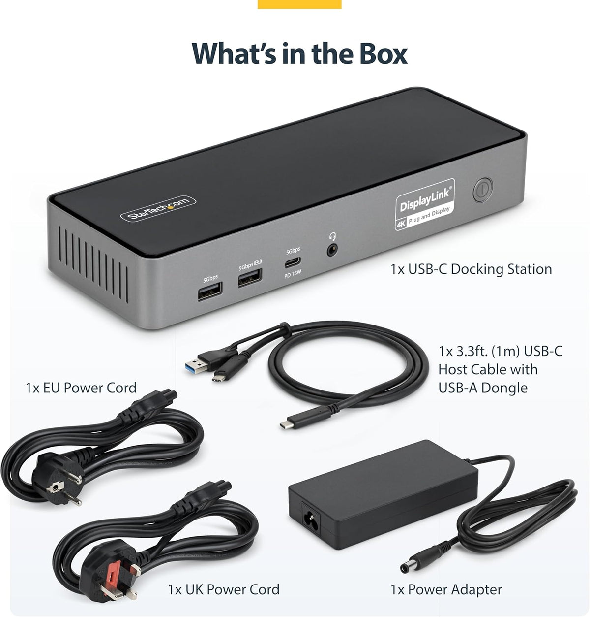 StarTech.com Triple-Monitor USB-C Docking Station, 140W Charging Dock voor MacBook Pro en Windows, 4K 60Hz HDMI of DisplayPort