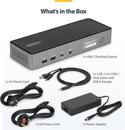 StarTech.com Triple-Monitor USB-C Docking Station, 140W Charging Dock voor MacBook Pro en Windows, 4K 60Hz HDMI of DisplayPort