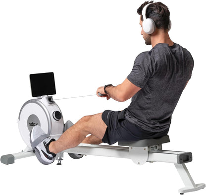 Nilox Rowing Machine XR1, inklapbaar roeitoestel voor thuis met 3 kg zwaar magnetisch vliegwiel, weerstand in 16 standen, tablethouder, stil en compact
