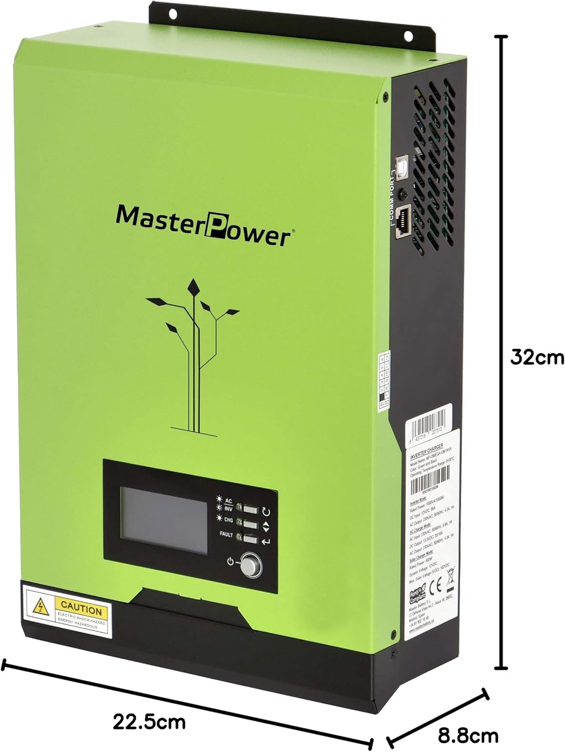 Hybride Omvormer 1000W 12V – Inverter – Acculader – MPPT Regelaar – Zonnepaneel Regelaar – Zuivere Sinus – MPPT 40A