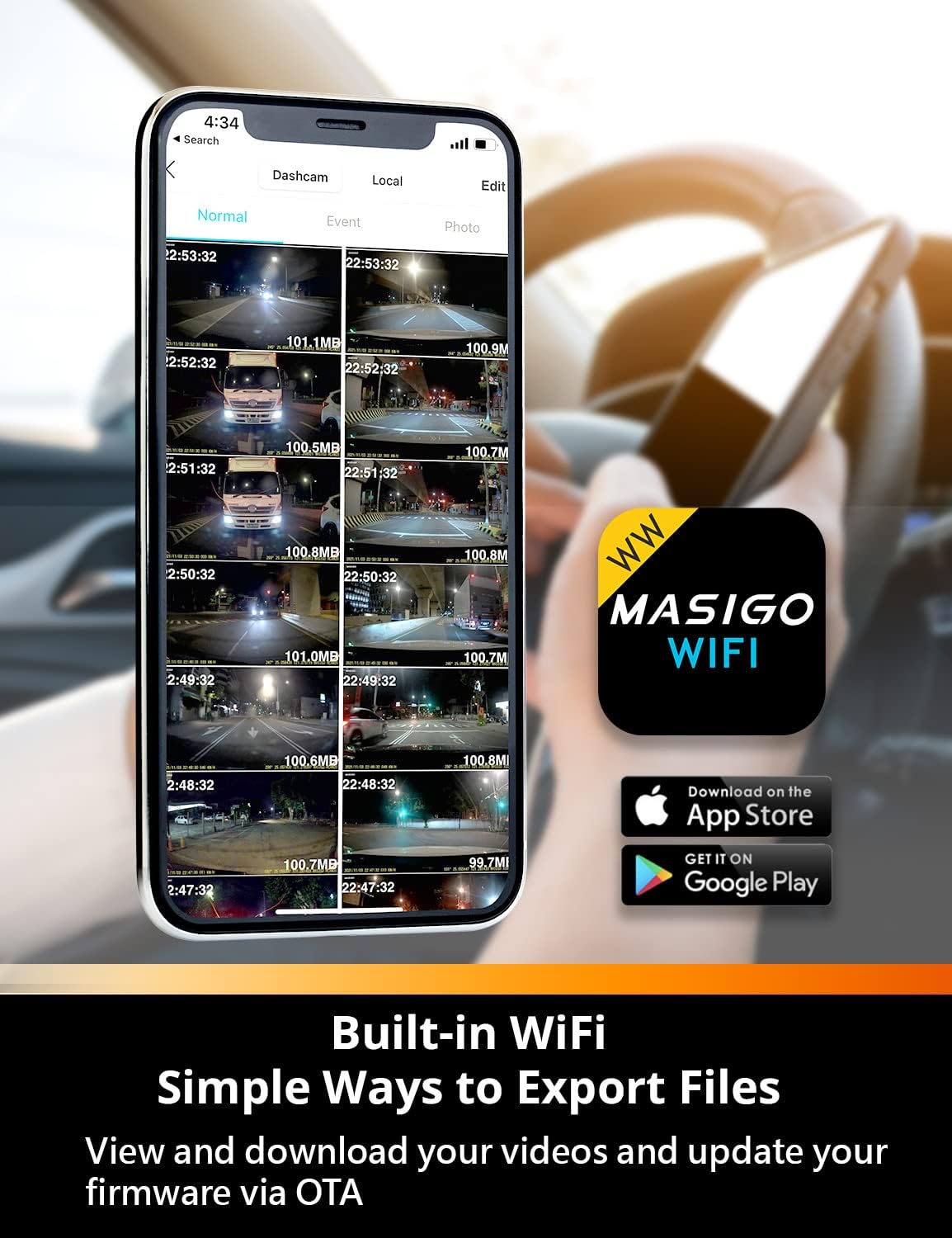 Dashcam Voor En Achter – Dubbele Dashcam – Dashboardcamera – Autocamera – Auto Camera – 1080P 60 Fps Met Wifi En GPS – Nachtzicht, G-Sensor En Parkeermodus