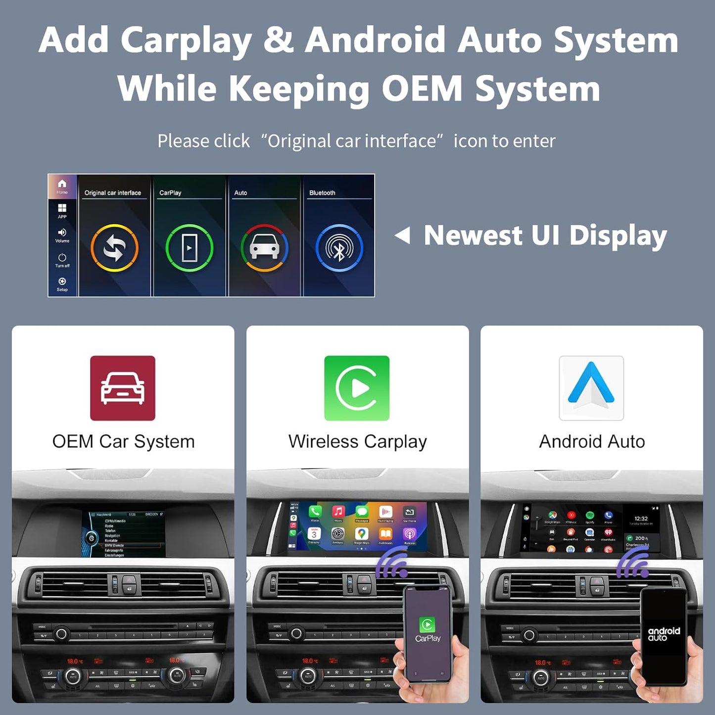 Road Top 10.25 Inch Car Radio Touch Screen Wireless CarPlay Android Car for BMW 5 Series F10/F11 2010-2011 Year with CIC System, Car Stereo Multimedia Radio Receiver - QUORE