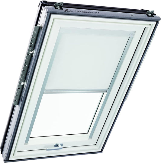 Origineel Roto Verduisterend Rolgordijn ZRV - Bijna Volledige Verduistering - Geleiderail Zilver - Voor Dakraam Serie Designo R6/R8, i8 en Classic 64/84 - Maat 114/140 | 11/14 - Kleur Stof Wit