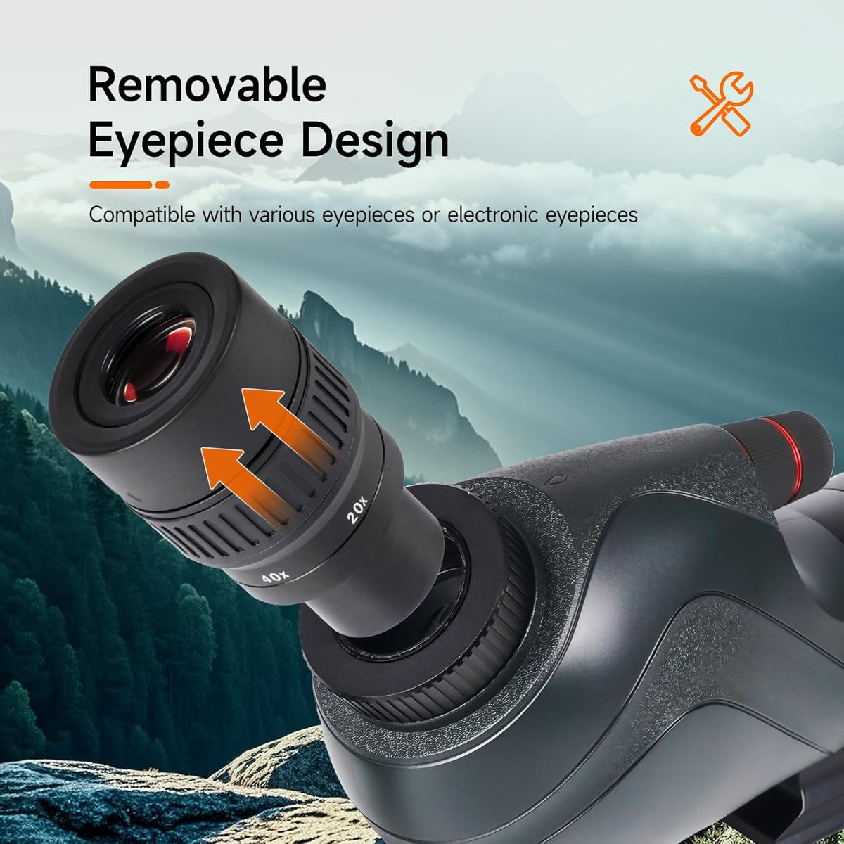 Svbony SV406 20-60x80mm Spotting Scope, HD FMC BAK4, Dubbele Focus, 1,25'' Verwijderbaar Oculair, IPX7 Waterdicht, met Statief, Draagtas, voor Vogels Kijken, Wildlife, Landschap