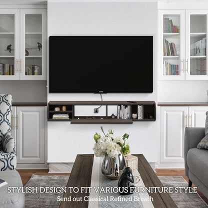 Pmnianhua Tv-kast, hangkast, zwevend tv-rek, wandgemonteerde zwevende tv-houder, consolecentrum, multimedia, entertainment, grote opbergkast voor thuiskantoor (147 cm)