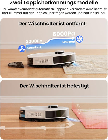 Robotstofzuiger – Dweilrobot – Stofzuigrobot – Automatische Stofzuiger – Smart Vacuum – 6000 Pa Zuigkracht – Automatisch Afvoerstation met PSD Obstakelvermijding
