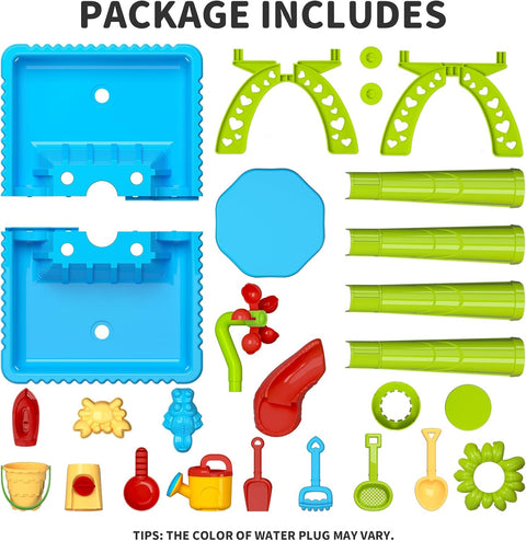 Watertafel - Watertafel Speelgoed - Waterspeeltafel - Zandmachine - Activiteitentafel - met 27 stuks - Accessoires - Volledig Spel - Zomerspeelgoed - voor Kinderen - Buiten - Blauw