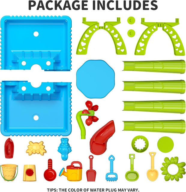 Watertafel - Watertafel Speelgoed - Waterspeeltafel - Zandmachine - Activiteitentafel - met 27 stuks - Accessoires - Volledig Spel - Zomerspeelgoed - voor Kinderen - Buiten - Blauw
