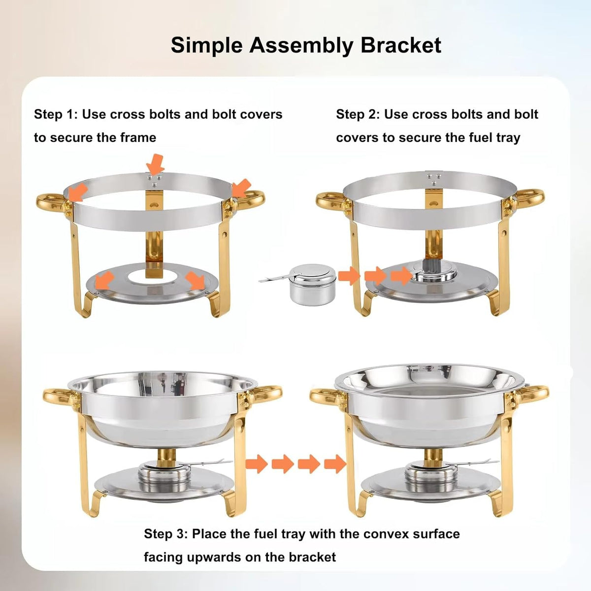 4 Pack Chafing Dish Buffet Set 5 Qt, 5L RVS Chafing Dishes, Ronde Catering Warmer Server met Glazen Deksel & Cover Houder, Voedsel Warmers voor Feesten, Bruiloft, Verjaardag (Sliver-Glas)