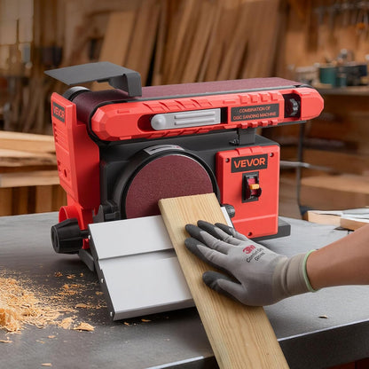 VEVOR 6 inch disc sander and 4 x 36 inch belt sander, 400 W professional pulley sander, combo with 0-45° adjustable work table and woodworking dust collection port