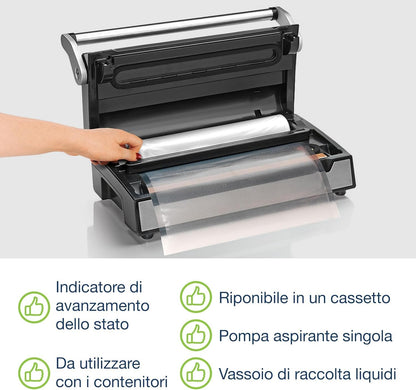 Laica VT3240 Vacuümmachine voor levensmiddelen met extra accessoires voor vacuümzakken, automatische hitteverzegeling voor 100 opeenvolgende cycli