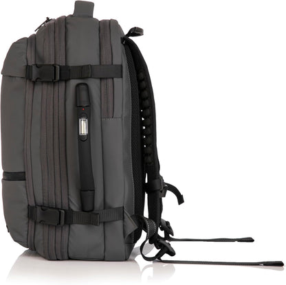Vacuümreisrugzak | formaat handbagage koffer 55 x 35 x 25 & 55 x 40 x 20 cm | waterdicht | reistas laptop 17 inch | TSA-slot | wielen en trolley/bagageweeg/pomp optioneel, Grijs, 49cm, Met
