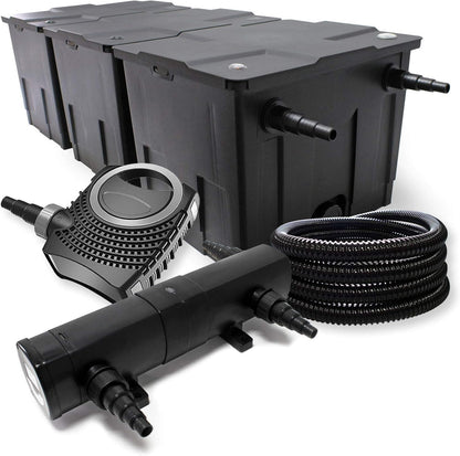 Filterset bio-vijverfilter 90.000 l, UVC-vijverzuiveraar 36W, pomp 80W en slang 25m