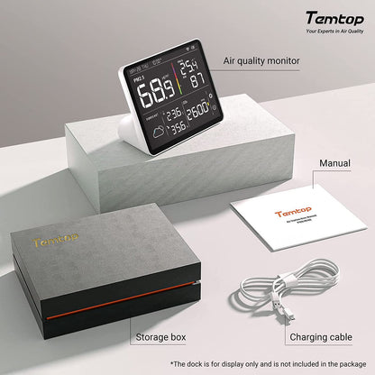 Temtop Weerstation, draadloze weerthermometer met meerdere sensoren, wifi Smart Air Station, Home Air Quality Monitor, M100