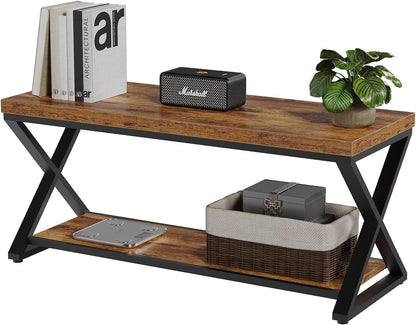 IBF Houten bank binnen, houten instapbank met schoenenopbergrek voor entree, industriële entree bank voor foyer slaapkamer woonkamer entree organisatie, rustiek bruin eiken, 99 cm lang