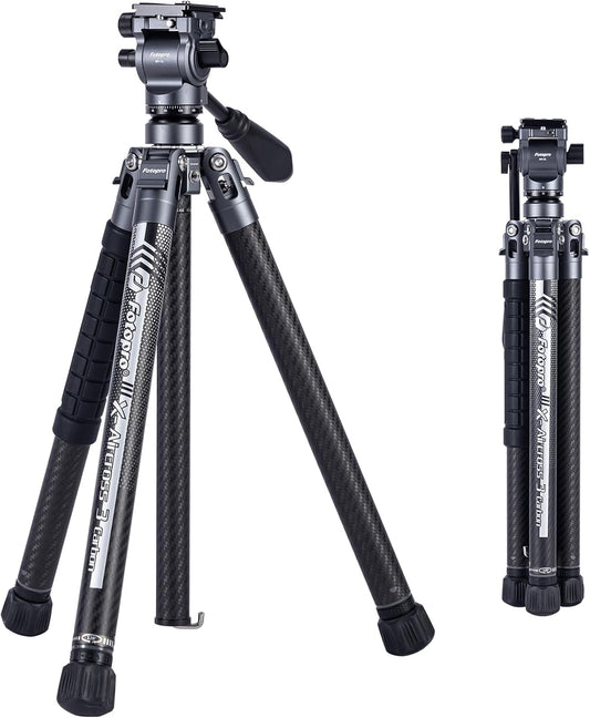 Videostatief – Camerastatief – Reisstatief – Fotostatief – Vlogstatief – Lichtgewicht 1,03 Kg – 3K Koolstofvezel Met Vloeistofkop