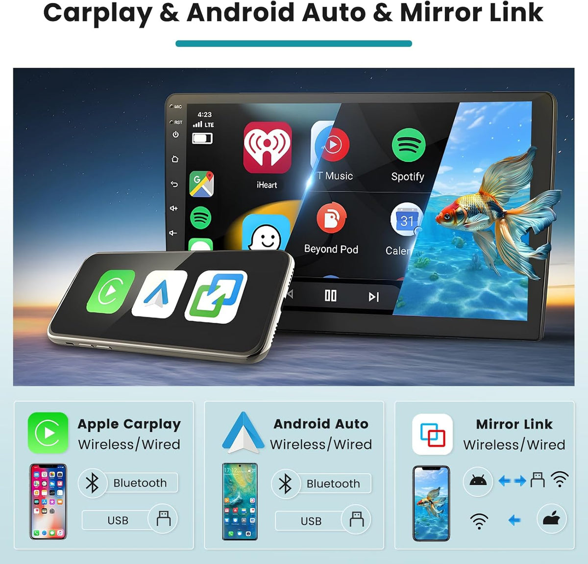 Android Radio voor Toyota Auris – Autoradio – Multimedia Speler – Navigatiesysteem – Touchscreen Radio – 9-inch IPS Scherm – Draadloze CarPlay & Android Auto