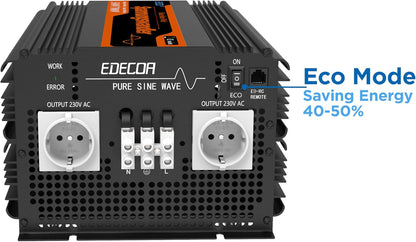 12V naar 230V Omvormer – Spanningsomvormer, Zuivere Sinus Omvormer, Sinusomvormer, Inverter – 3500W Continu, 7000W Piekvermogen – Afstandsbediening, 2X USB, ECO Modus