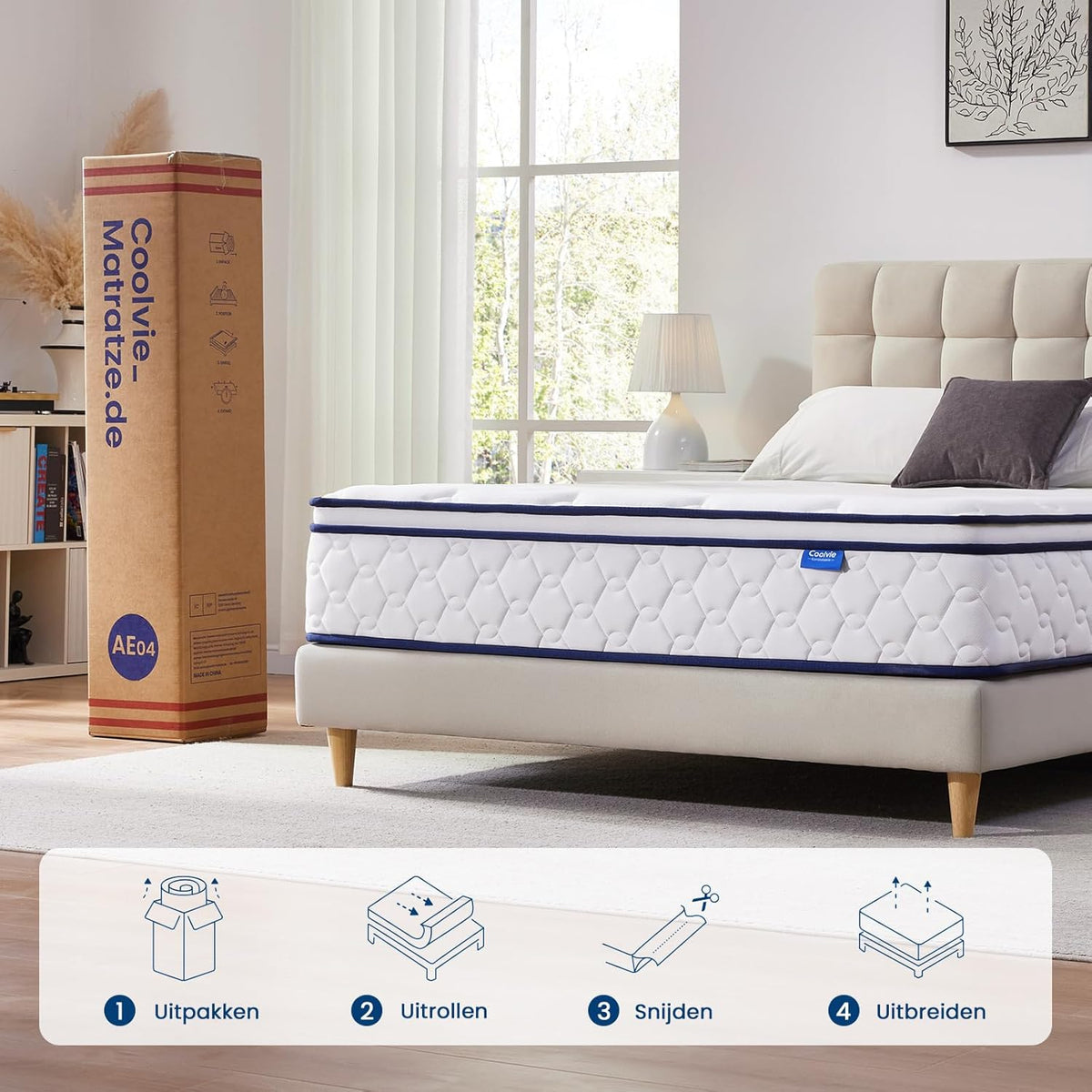 7-Zones Pocketveringmatras – Orthopedisch Matras – Hybride Matras – Comfortmatras – 140x200 cm – Hardheid H3 – Hoogte 25 cm – Oeko-Tex Gecertificeerd