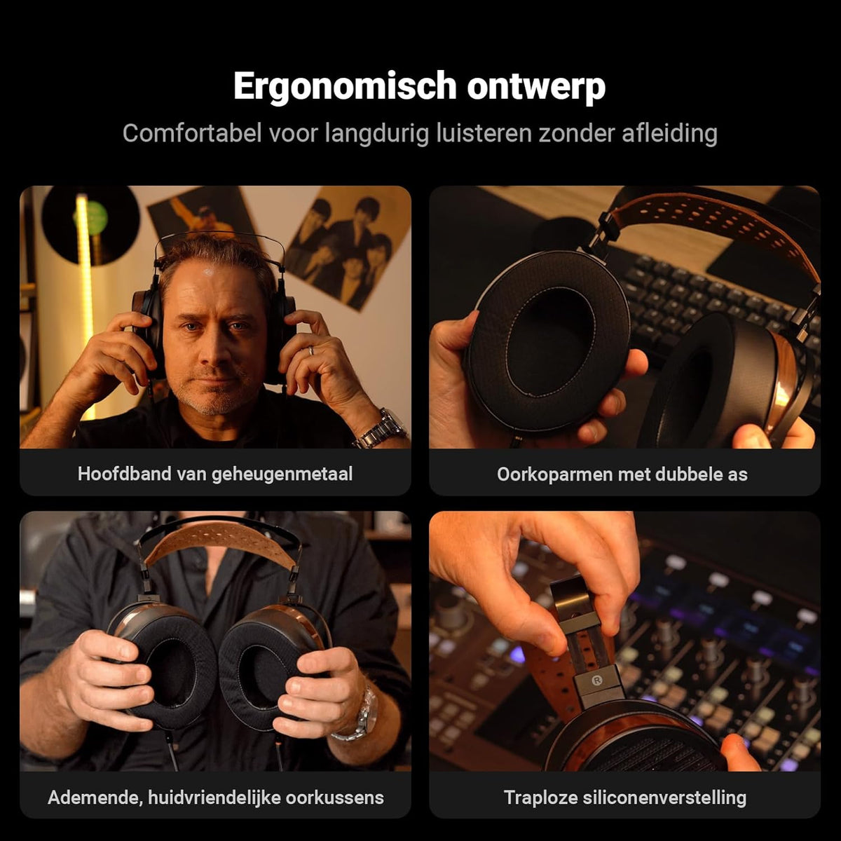 Fosi Audio i5 Open-back Planar Magnetische Hoofdtelefoon met 97 mm Ultragroot Diafragma, CNC-metaal en Walnotenhout, Audiophile Bedrade Studiohoofdtelefoon voor Apparaten met Meerdere Bronnen