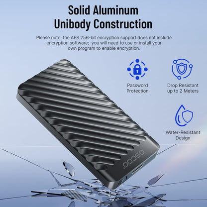 4TB Draagbare SSD USB 3.2 Gen 2x2 externe SSD tot 2000MB/s Externe Harde Schijven Dubbele USB-C en USB-A compatibel met smartphones, laptops, tablets, smart tv's, camera's, spelconsoles