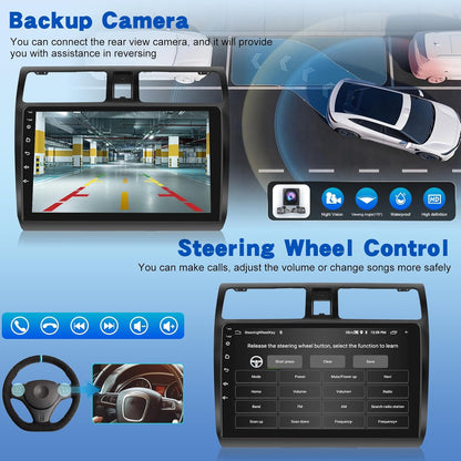 [2G+64G] Android Car Stereo for Suzuki Swift 2005-2010 with Wireless Carplay and Android Auto, 10 inch HD Touch Screen Car Radio with GPS/WiFi/Bluetooth/EQ/FM RDS
