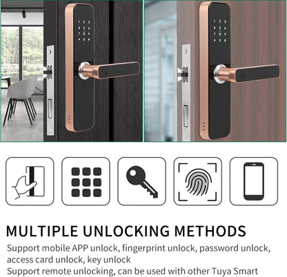 Keyless Entry Smart Door Lock,Smart WiFi App Key Biometrische Vingerafdruk Unlock Keyless Entry Deurslot Veilige Voordeur Handvat, IC Card, Anti-peep Code, voor Home Office Appartement Garage School