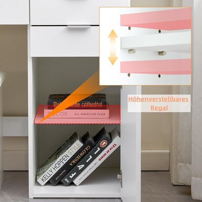 CLIPOP Dressing Table with LED Mirror, Makeup Table with Stool, Dressing Table with 4 Drawers and 1 Closed Storage Compartment for Bedroom - QUORE