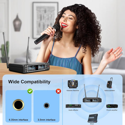 Draadloos Microfoonsysteem 4-Kanaals – Draadloze Microfoonset, Microfoonset, Karaoke Set, Handheld Dynamische Microfoons – UHF Technologie – Bereik Tot 79 Meter