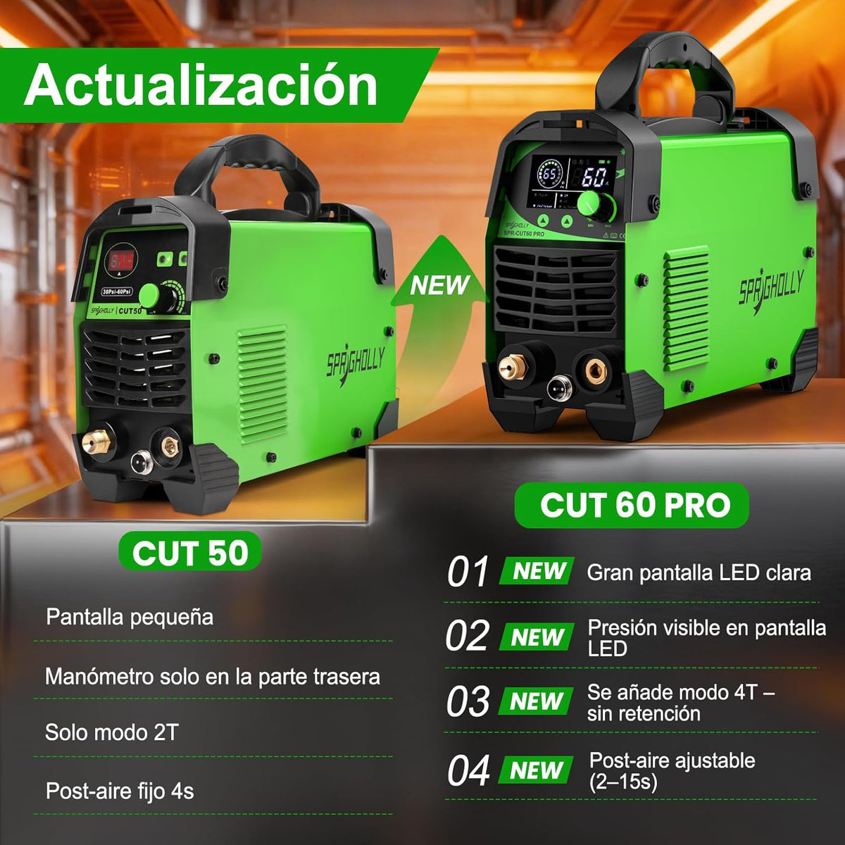 CUT60 PRO Upgrade 60A IGBT Plasmasnijder 240V - Max. 16mm staalsnede, 10mm zuivere snede - Met Digitaal LED-Display, Gemakkelijk te starten & Overbelastingsbeveiliging