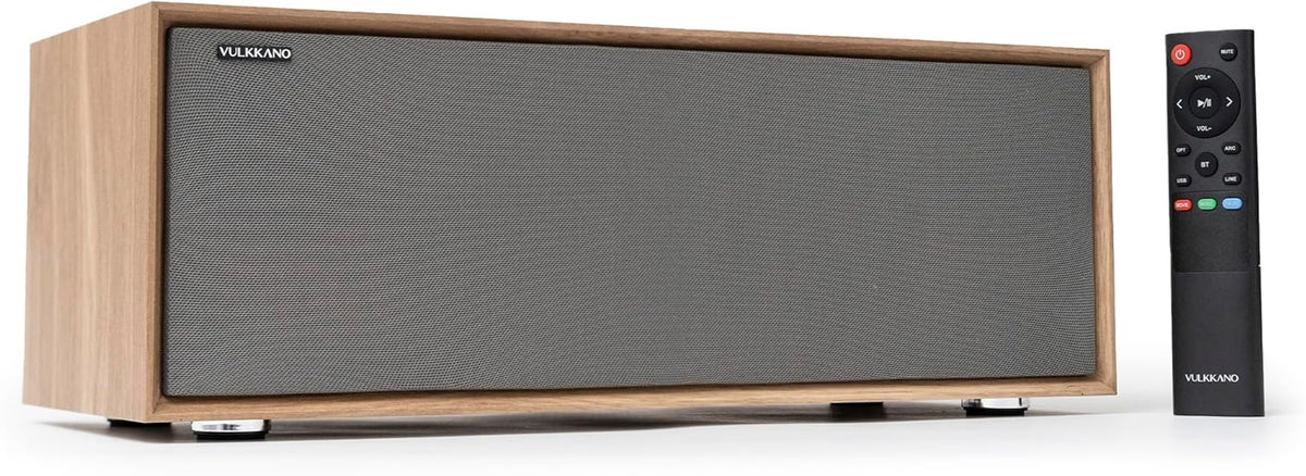 VULKKANO T50 ARC Actieve luidspreker met 50 W vermogen, 10,2 cm (4 inch) dubbele buis, HDMI ARC, Bluetooth 5.0, RCA, AUX, USB, subwoofer-uitgang, afstandsbediening, luidspreker voor tv, tafel of