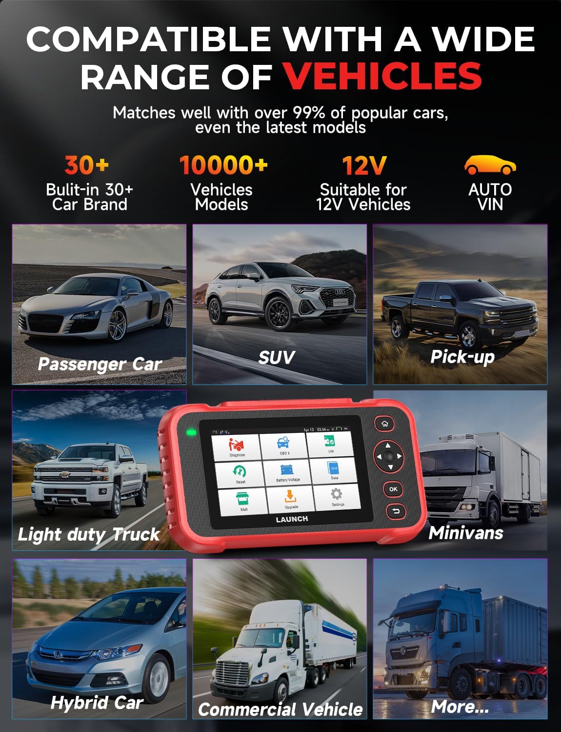 Launch CRP129I V2.0 OBD2 scanner 4 systeem auto diagnostisch gereedschap met 12 reset, motor transmissie ABS SRS, levenslange gratis update, ABS/SAS/olie/BAT/DPF/TPMS reset auto VIN diagnostische