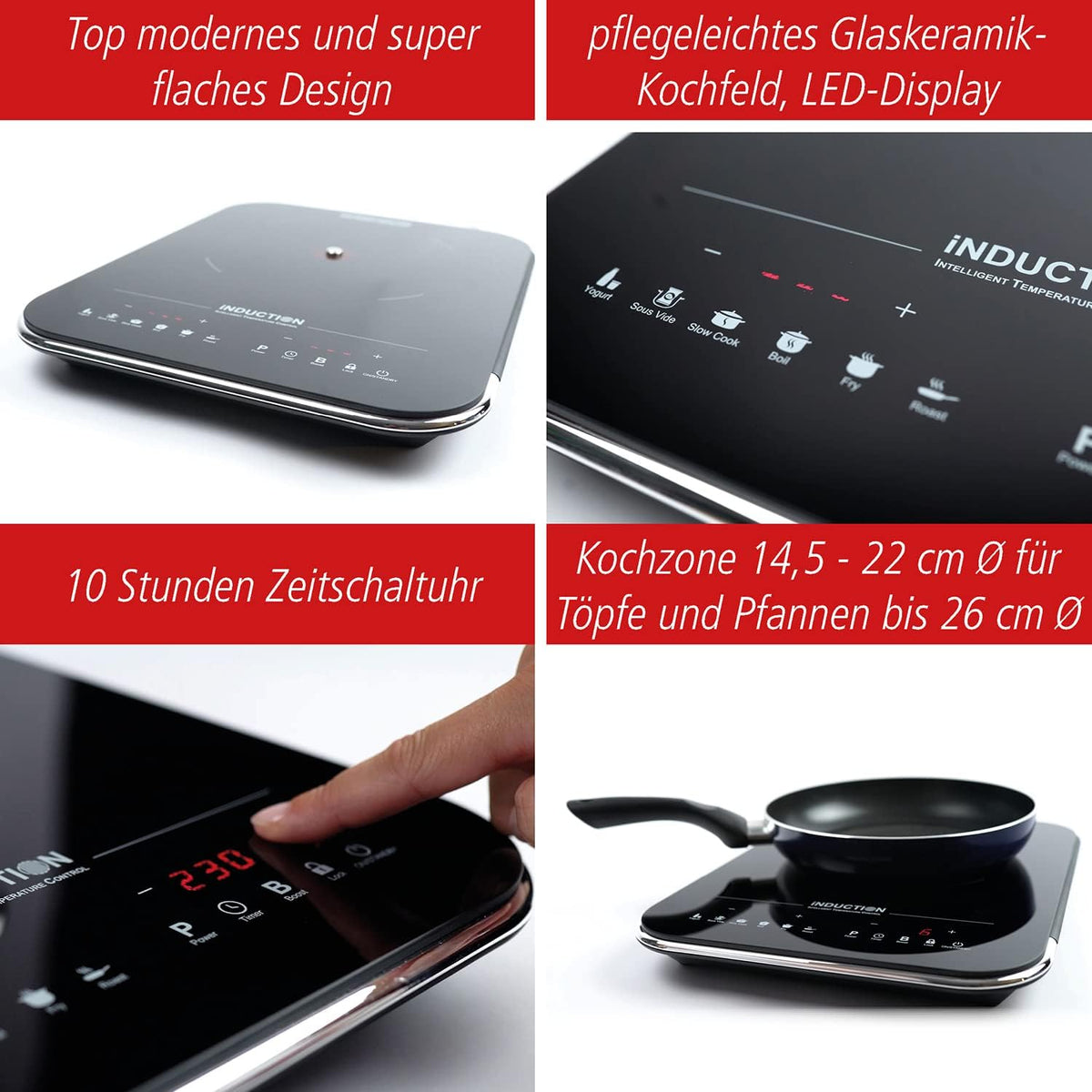 Inductiekookplaat – Enkele Kookplaat – Kookplaat – Inductiekookplaat Compact – Keramische Kookplaat – Super Plat Design – Temperatuurnauwkeurige Sensor