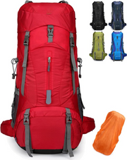 Wandelrugzak - Kampeertas - Trekking rugzak - Camping Essentials Tas - met Regenhoes - 70L - Lichtgewicht - Waterdichte - Nylon - Rood